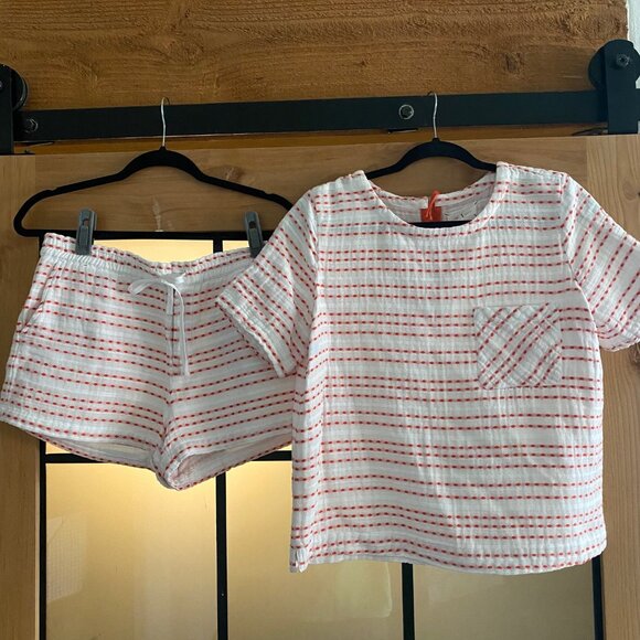 Loft Lou & Grey White and Orange Striped Short Sleeve Top - Picture 4 of 5
